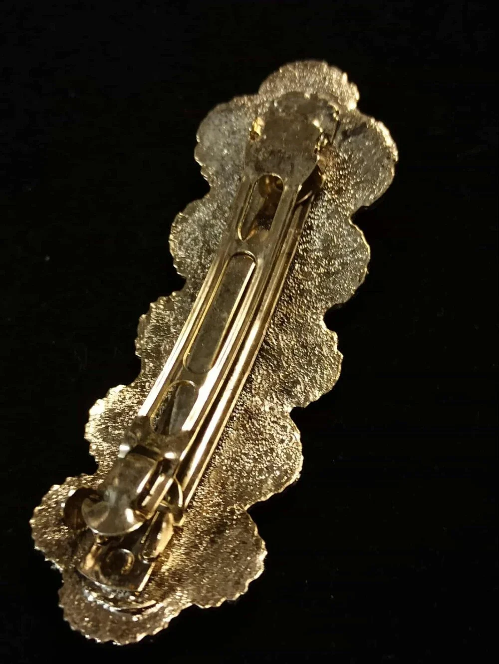 Vintage 80's Pale Gold Floral Metal Barrette Hair Clip